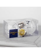 Набор ёлочных шаров «Серебристые нити», 2 шт, d=8 см, 1 LED, от батареек, свечение белое - фото 6618994