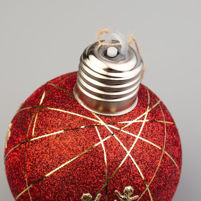 Набор ёлочных шаров «Золотистые нити» 2 шт., батарейки, 1 LED, свечение тёплое белое - фото 1898452897