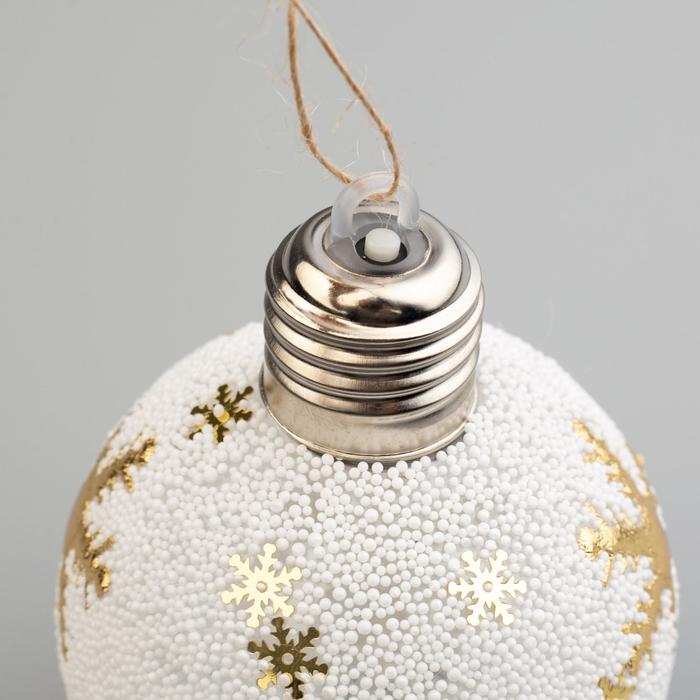 Набор ёлочных шаров «Золотистые узоры» 3 шт., батарейки, 1 LED, свечение тёплое белое - фото 1877752655