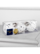 Набор ёлочных шаров «Серебристые узоры», 3 шт, d=8 см, 1 LED, от батареек, свечение белое - фото 6619006