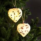 Набор ёлочных шаров «Сердце снежное» 2 шт., батарейки, 1 LED, свечение тёплое белое - фото 9280870