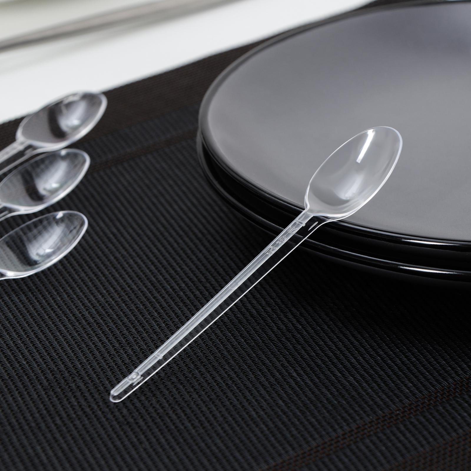 Ложка пластиковая одноразовая чайная, 12,5 см, цвет прозрачный (7024826 ...