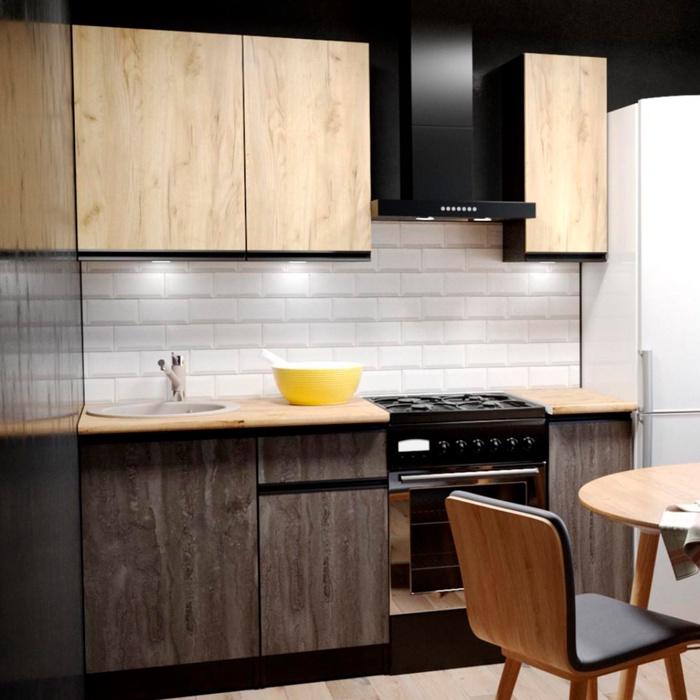 Кухонный гарнитур прямой «Адажио лайт», 1200×600 мм, цвет дуб золотой/бетон тёмный/венге - Фото 1