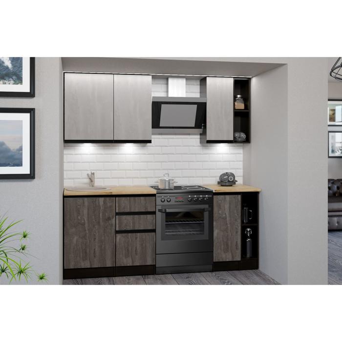 Кухонный гарнитур прямой «Симфония медиум», 1400×600 мм, цвет бетон светлый/бетон тёмный/венге - Фото 1