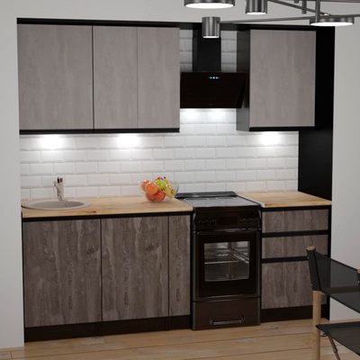 Кухонный гарнитур прямой «Симфония стандарт», 1600×600 мм, цвет бетон светлый/бетон тёмный/венге