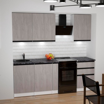 Кухонный гарнитур прямой «Сюита стандарт», 1600×600 мм, цвет бетон светлый/белый