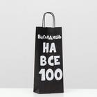 Пакет крафт "Выглядишь на все 100", 14 х 8 х 33 см 6987653 - фото 9281166