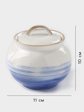 Сахарница с крышкой Доляна «Космос», 400 мл, фарфор, синяя