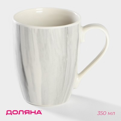 Кружка Доляна «Эбру», 350 мл, фарфор, серая, розовая
