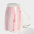 Кружка фарфоровая Доляна «Эбру», 350 мл, цвет серый, розовый - Фото 3
