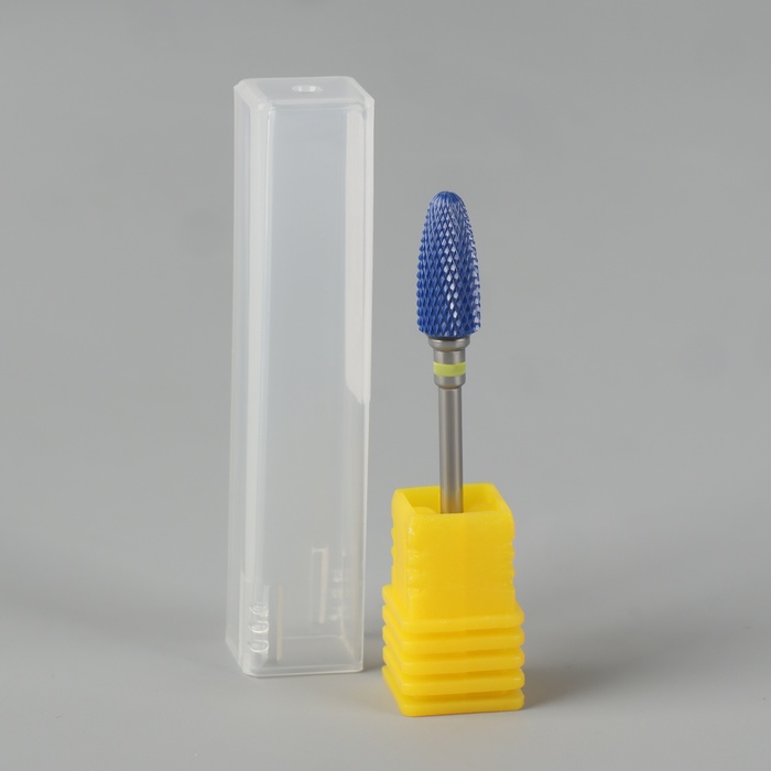 Фреза керамическая для маникюра «Кукуруза», супер мелкая нарезка, 6 × 15 мм, в пластиковом футляре, цвет синий - фото 1896978225