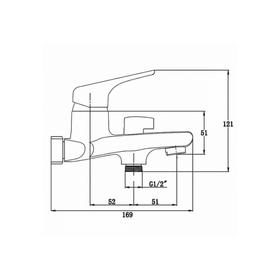 

Смеситель для ванны KAISER ECO 00022, однорычажный, с душевым набором, излив 103 мм, хром