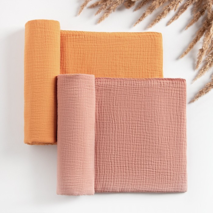 Набор пелёнок муслиновых Крошка Я «Ecopeach», 135×100 см, 2 шт., 100 % хлопок - Фото 1