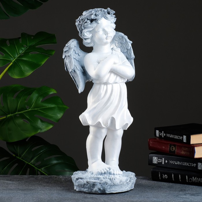 Фигура Ангел с венком античный 48х23х20см