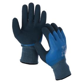Перчатки нейлоновые, утеплённые, с двойным латексным обливом, размер 10, синие , Greengo