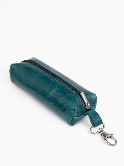 Ключница карманная на молнии, длина 13 см, кольцо, карабин, цвет бирюзовый