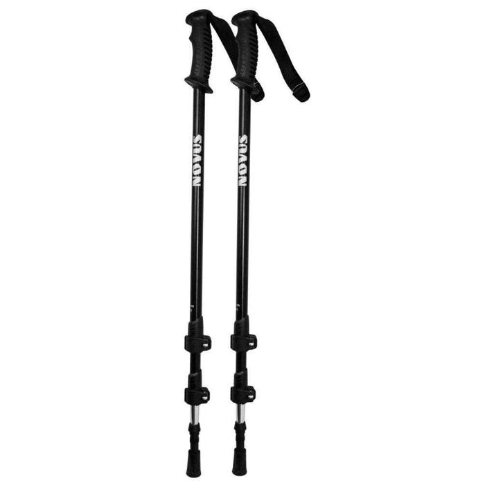 Треккинговые палки Novus NTP-01, телескопические 18/16/14 мм, flip lock, размер 65-135 см, цвет чёрный - Фото 1