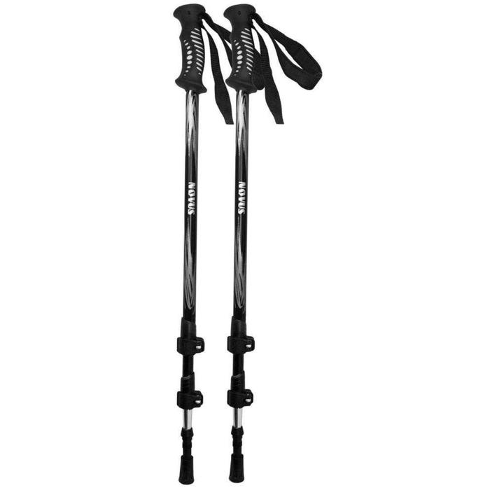 Треккинговые палки Novus NTP-02, телескопические 18/16/14 мм, flip lock, размер 65-135 см, цвет чёрный - Фото 1