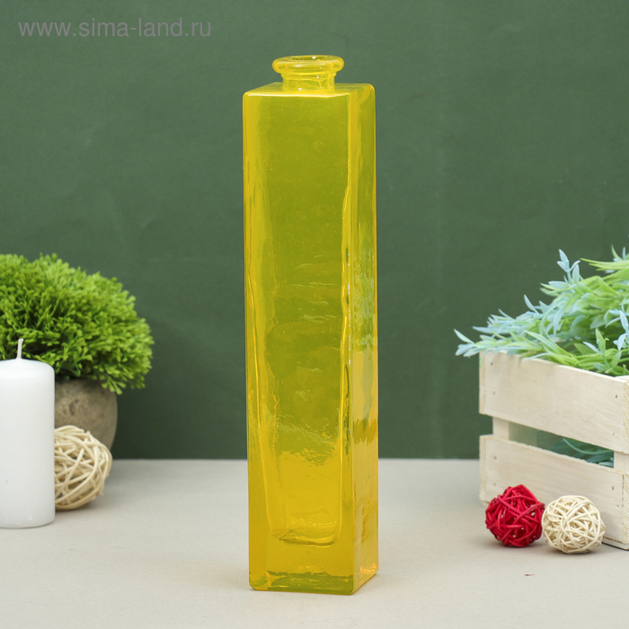 Ваза "Нарцисс" жёлтая, прозрачная 24,5х5,5х5,5см, 0,45л - Фото 1