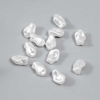 Бусины для творчества пластик «Жемчуг в форме камешка», набор 12 шт., 1.2×0.6×0.7 см