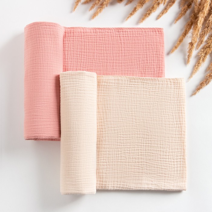 Набор пелёнок муслиновых Крошка Я «Ecopink», 135×100 см, 2 шт., 100 % хлопок - Фото 1