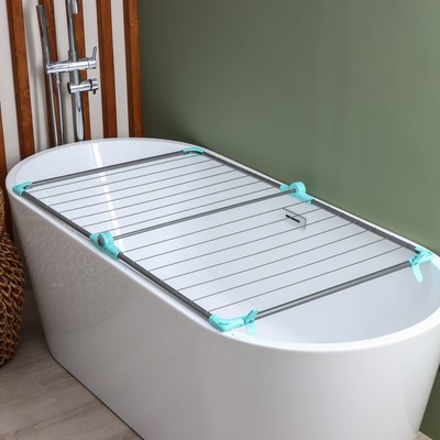 Сушилка для белья на ванну складная, рабочая длина 10 м, МИКС