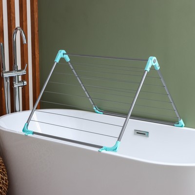 Сушилка для белья на ванну складная, рабочая длина 10 м, МИКС