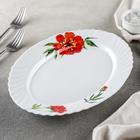 Блюдо сервировочное Доляна «Бархатная роза», овальное, 30×22 см, стеклокерамика, белое - Фото 2