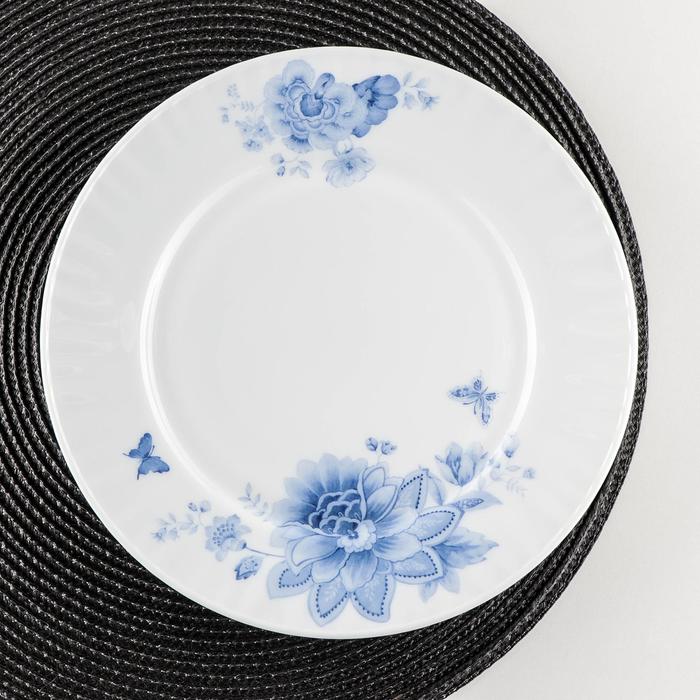 Тарелка обеденная Доляна «Синий бриз», d=25 см, стеклокерамика, цвет белый - фото 1910181786