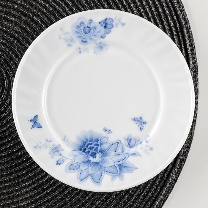 Тарелка пирожковая Доляна «Синий бриз», d=15 см, стеклокерамика, цвет белый - Фото 1