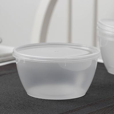 Контейнер одноразовый с крышкой «Супница», 360 мл, пластик, d=11.2 см, прозрачный