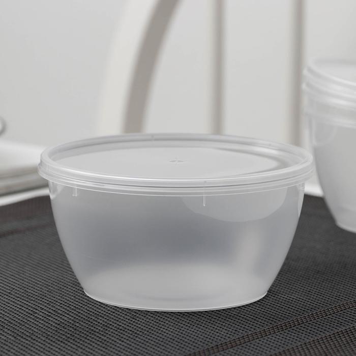 Контейнер одноразовый с крышкой «Супница», 360 мл, пластик, d=11.2 см, прозрачный - Фото 1