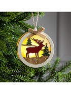 Ёлочная игрушка «Шар с оленёнком», 10×10×3 см, от батареек, свечение тёплое белое - Фото 4