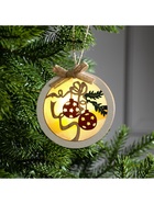 Ёлочная игрушка «Шар с веткой», 10×10×2 см, от батареек, свечение тёплое белое - Фото 4