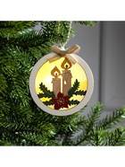 Ёлочная игрушка «Шар со свечками», 10×10×3 см, от батареек, свечение тёплое белое - Фото 4