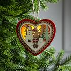 Ёлочная игрушка «Красное сердце со снеговиком», 11.5×10.5×1.5 см, от батареек, свечение тёплое белое - Фото 1