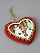 Ёлочная игрушка «Красное сердце со снеговиком», 11.5×10.5×1.5 см, от батареек, свечение тёплое белое - Фото 4