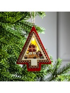 Ёлочная игрушка «Ёлка с Дедом Морозом и машиной», 12.5×9.5×1.5 см, от батареек, свечение тёплое белое - Фото 4