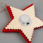 Ёлочная игрушка «Красная звезда с Дедом Морозом», от батареек, свечение тёплое белое - Фото 3
