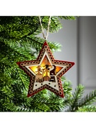 Ёлочная игрушка «Красная звезда с Дедом Морозом», 12×12×1.5 см, от батареек, свечение тёплое белое - Фото 4