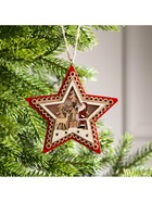 Ёлочная игрушка «Красная звезда с Дедом Морозом», 12×12×1.5 см, от батареек, свечение тёплое белое - Фото 5