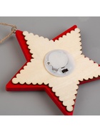 Ёлочная игрушка «Красная звезда с Дедом Морозом», 12×12×1.5 см, от батареек, свечение тёплое белое - Фото 7