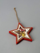 Ёлочная игрушка «Красная звезда с Дедом Морозом», 12×12×1.5 см, от батареек, свечение тёплое белое - Фото 6