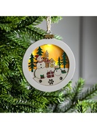 Ёлочная игрушка «Шар со снеговиками», 10.5×10.5×1.5 см, от батареек, свечение тёплое белое - Фото 4