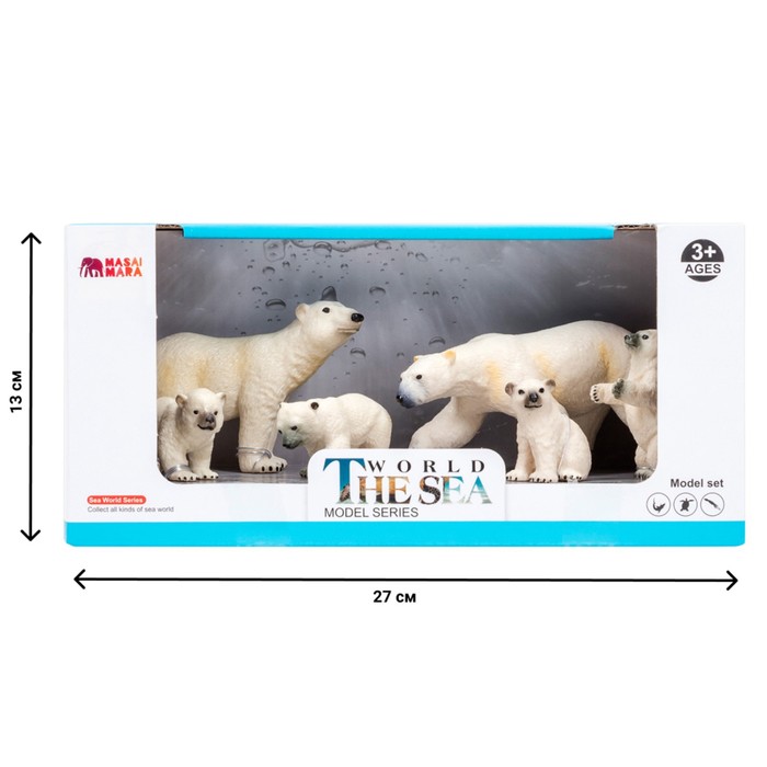 Набор фигурок «Мир морских животных: семья белых медведей», 6 фигурок - фото 1905800408