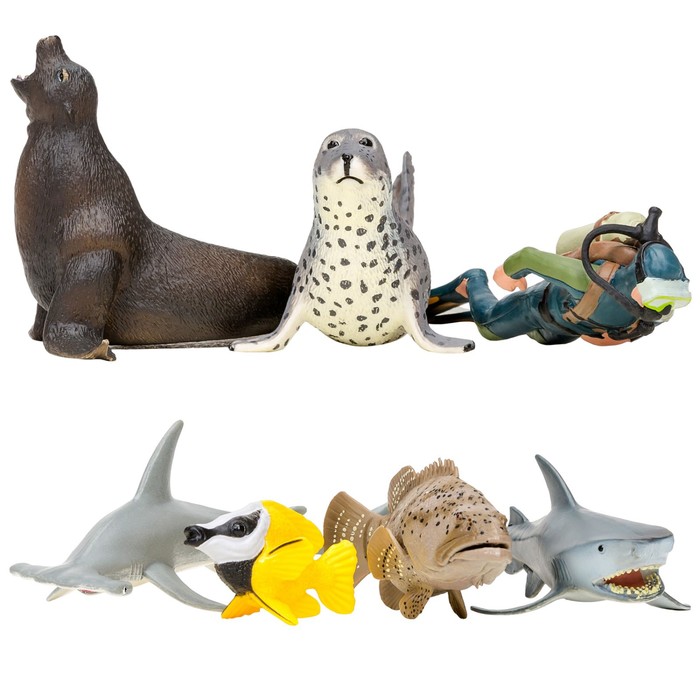Набор фигурок «Мир морских животных», 6 фигурок - фото 1905800451