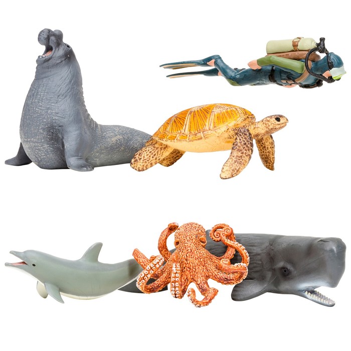 Набор фигурок «Мир морских животных», 6 фигурок - фото 1905800557