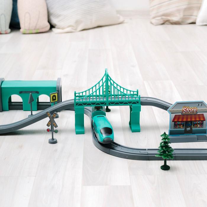 Железная дорога для детей «Мой город», 66 предметов, на батарейках - фото 1899930088