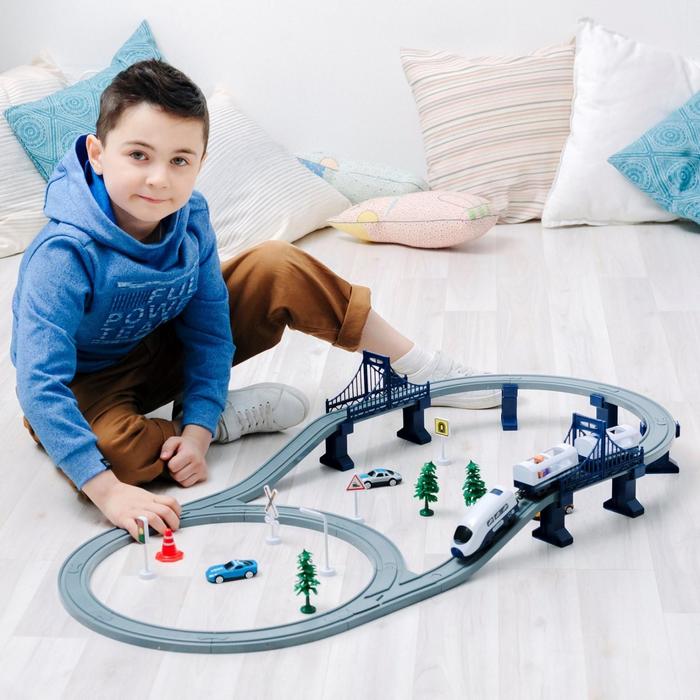 Железная дорога для детей «Мой город», 64 предмета, на батарейках - фото 1910182870