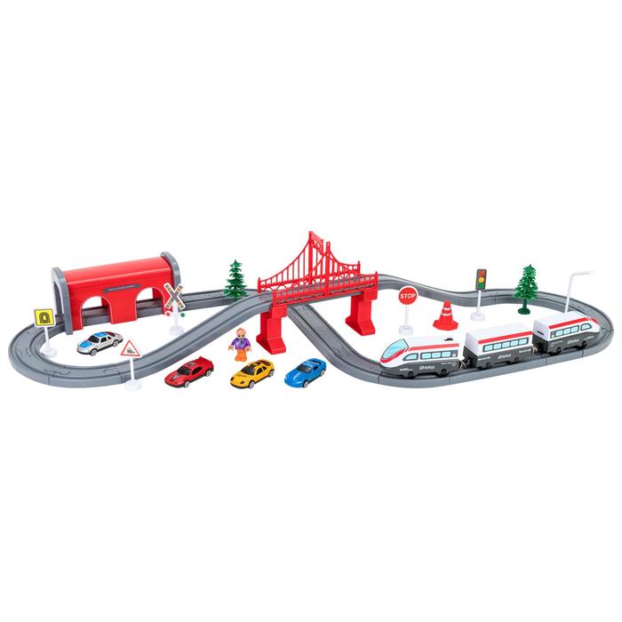 Железная дорога для детей «Мой город», 67 предметов, на батарейках - фото 1910182894